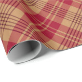 ヴィンテージ金ゴールド赤い対角の格子付き農家 ラッピングペーパー (ロールコーナー)