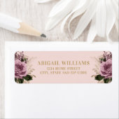 ヴィンテージ金ゴールド赤面ピンクローズ差出人住所 ラベル (インサイチュ)