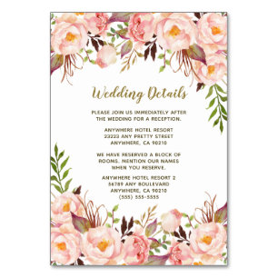 ヴィンテージ金ゴールド赤面ピンク結婚牡丹の挿入カード テーブルナンバー