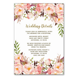 ヴィンテージ金ゴールド赤面ピンク結婚牡丹の挿入カード テーブルナンバー