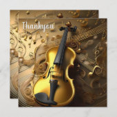 ヴィンテージ金ゴールド金ゴールドミュージカルコード、 サンキューカード (正面/裏面)