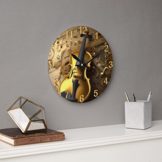 ヴィンテージ金ゴールド金ゴールドミュージカルコード、 ラージ壁時計 (オフィス)