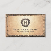 ヴィンテージ金ゴールド錆びた金属フレームスチームパンク 名刺 (正面)