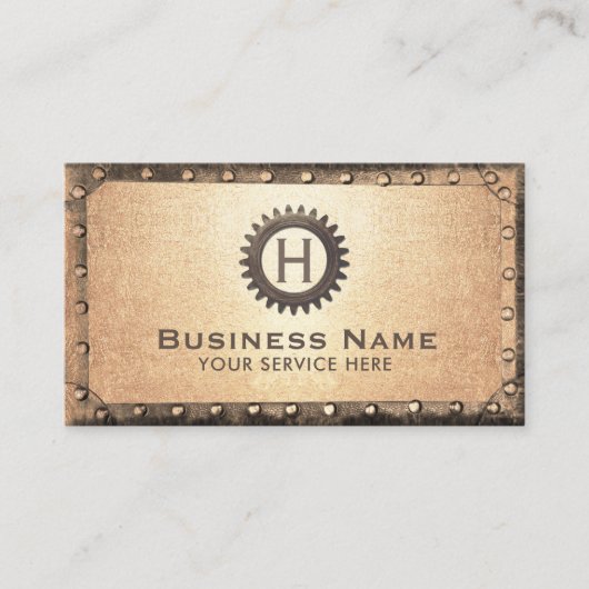 ヴィンテージ金ゴールド錆びた金属フレームスチームパンク 名刺 (正面)