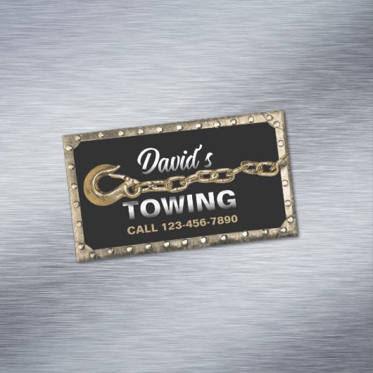 ヴィンテージ金ゴールド額牽引トラック運搬サービス マグネット名刺 (インサイチュ)