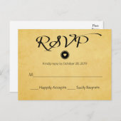 ヴィンテージ金ゴールド黄色RSVPウェディングパーティーの応答 インビテーションポストカード (正面/裏面)