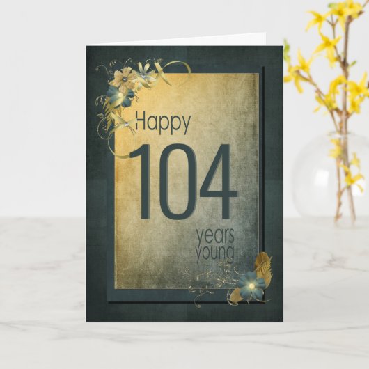 ヴィンテージ金ゴールド104番目の誕生日カード カード (黄色い花)