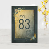 ヴィンテージ金ゴールド83番目の誕生日カード カード (黄色い花)
