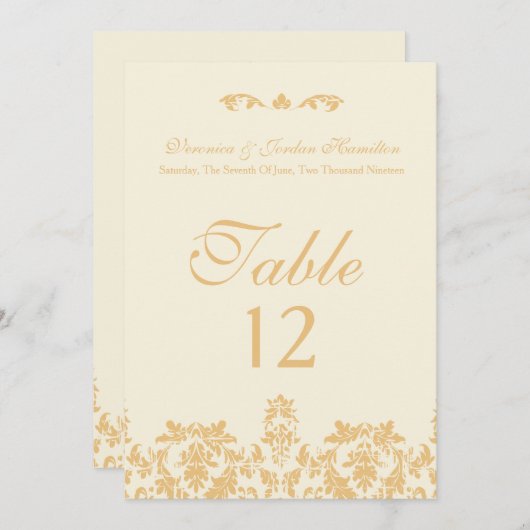 ヴィンテージ金ゴールド、アンティークテーブルカード 招待状 (正面/裏面)