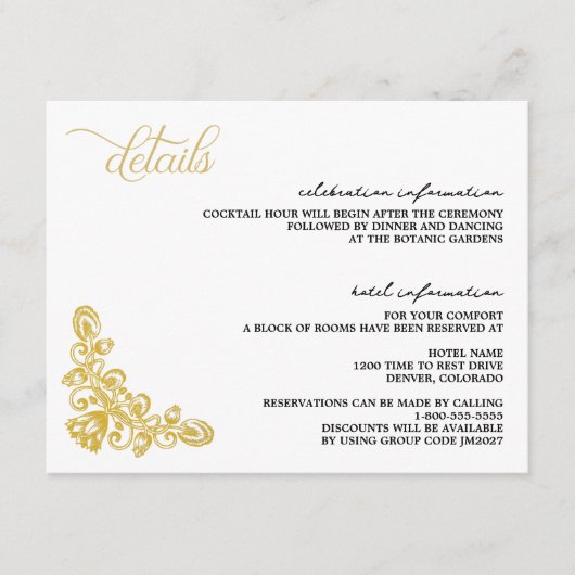 ヴィンテージ金ゴールド エンクロージャーカード (正面)