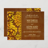 ヴィンテージ金ゴールド&ブラウンダマスクレース日付を保存 セーブザデート (正面/裏面)