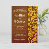 ヴィンテージ金ゴールド&ブラウンダマスレース結婚ズ 招待状 (スタンド正面)