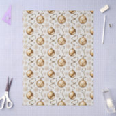 ヴィンテージ金ゴールド&ホワイトクリスマスボール&スノーフレーク 薄葉紙 (クラフト)