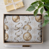 ヴィンテージ金ゴールド&ホワイトクリスマスボール&スノーフレーク 薄葉紙 (ギフト)