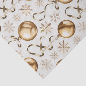 ヴィンテージ金ゴールド&ホワイトクリスマスボール&スノーフレーク 薄葉紙 (詳細)