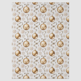 ヴィンテージ金ゴールド&ホワイトクリスマスボール&スノーフレーク 薄葉紙