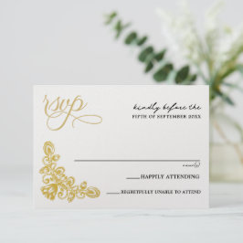 ヴィンテージ金ゴールド 出欠カード