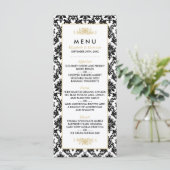 ヴィンテージ金ゴールド、白黒のダマスコウェディングメニュー メニュー (スタンド正面)