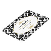 ヴィンテージ金ゴールド、白黒ダマスク日付を保存 マグネット (左側)