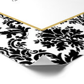 ヴィンテージ金ゴールド、白黒ダマスコウェディングウェルカム ポスター (角)