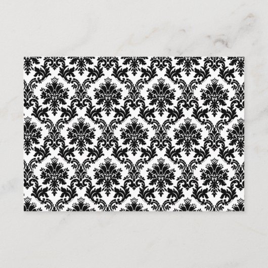 ヴィンテージ金ゴールド、白黒ダマスコウェディング詳細 エンクロージャーカード (裏面)