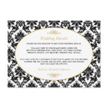 ヴィンテージ金ゴールド、白黒ダマスコウェディング詳細