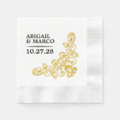 ヴィンテージ金ゴールド 縁ありカクテルナプキン (正面)