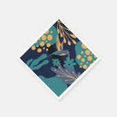 ヴィンテージ金ゴールド、青、ターコイズハチドリ スタンダードカクテルナプキン (角)