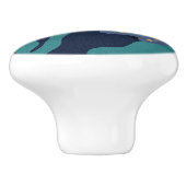 ヴィンテージ金ゴールド、青、ターコイズハチドリ セラミックノブ (側面)