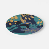 ヴィンテージ金ゴールド、青、ターコイズハチドリ ペーパープレート (アングル)