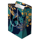 ヴィンテージ金ゴールド、青、ターコイズハチドリ ミディアムペーパーバッグ (裏面アングル)