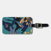 ヴィンテージ金ゴールド、青、ターコイズハチドリ ラゲッジタグ (正面横)