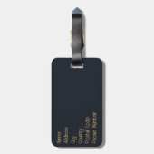 ヴィンテージ金ゴールド、青、ターコイズハチドリ ラゲッジタグ (裏面縦)