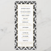 ヴィンテージ金ゴールド、黒と白のダマスコウェディング プログラム (裏面)