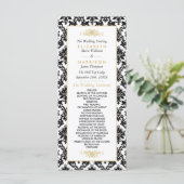ヴィンテージ金ゴールド、黒と白のダマスコウェディング プログラム (スタンド正面)
