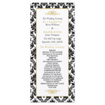 ヴィンテージ金ゴールド、黒と白のダマスコウェディング