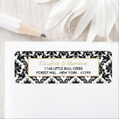 ヴィンテージ金ゴールド、黒と白のダマスコウェディング ラベル (インサイチュ)