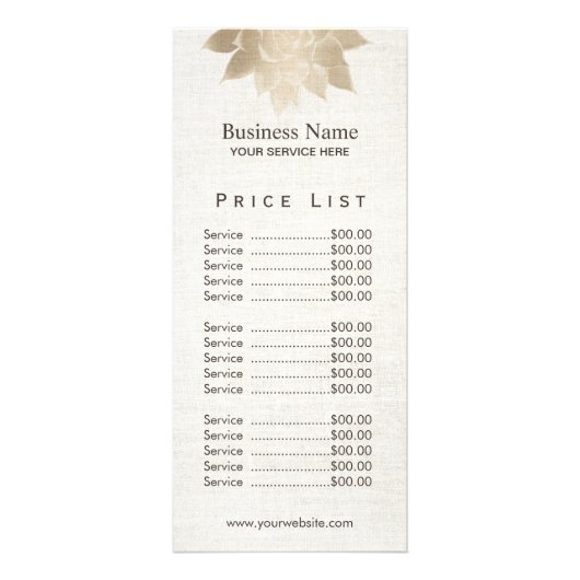 ヴィンテージ金ゴールドLotus価格表 ラックカード (正面)