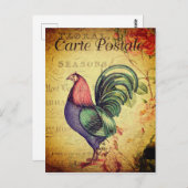 ヴィンテージ金スタイルのルースターハガキ ポストカード (正面/裏面)