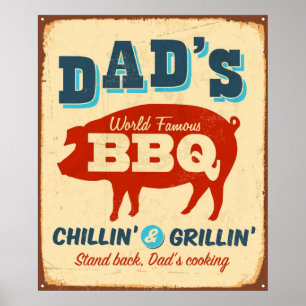 ヴィンテージ金属標識 – パパのBBQ ポスター