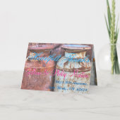 ヴィンテージ金属牛乳缶 モノグラム付きレトロアンティーク サンキューカード (正面)