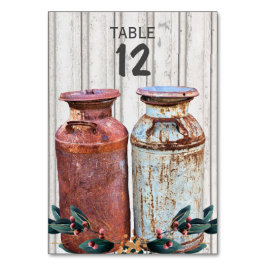 ヴィンテージ金属牛乳缶 モノグラム付きレトロアンティーク テーブルナンバー