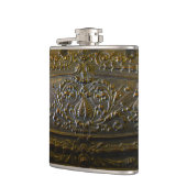 ヴィンテージ金属装飾エレガントフローラ古いスカルプト フラスク (左)