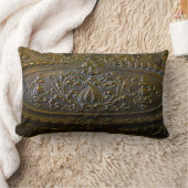 ヴィンテージ金属装飾エレガントフローラ古いスカルプト ランバークッション (ブランケット)