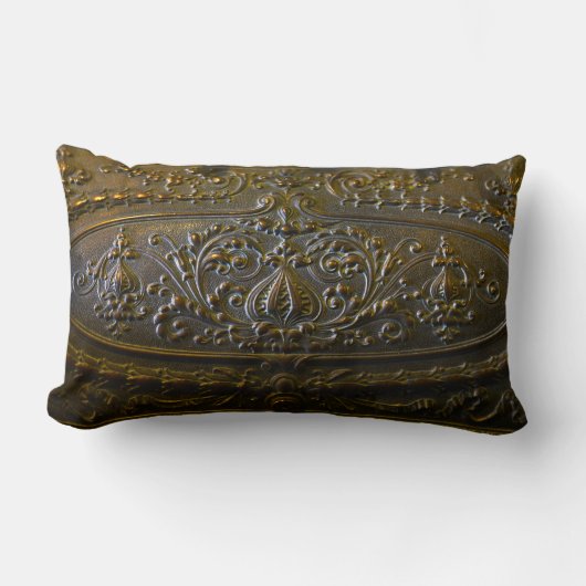 ヴィンテージ金属装飾エレガントフローラ古いスカルプト ランバークッション (正面)