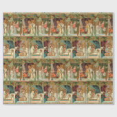 ヴィンテージ金箔の天使、子供と緑 ラッピングペーパー (フラット)