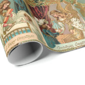 ヴィンテージ金箔の天使、子供と緑 ラッピングペーパー (ロールコーナー)