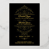 ヴィンテージ金箔クラシックブ華美ラッ結婚ク 箔招待状 (正面)