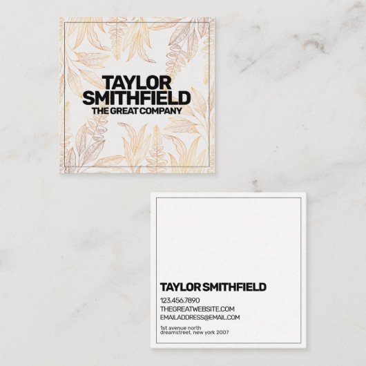 ヴィンテージ金箔フローラ スクエア名刺 (正面/裏面)