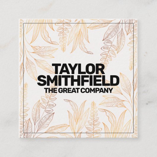 ヴィンテージ金箔フローラ スクエア名刺 (正面)